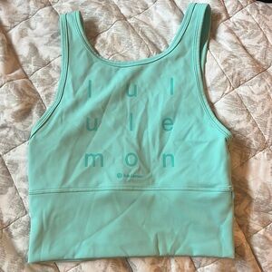Lululemon sports bra tank top size 4 blue with words
